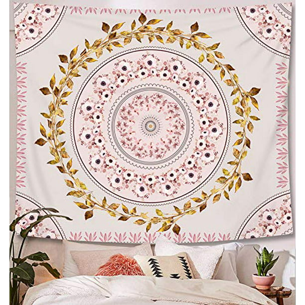 Pink Hippie Mandala Tapestry Wall Hanging Home Wall Tapestry Bedspread Art Decor